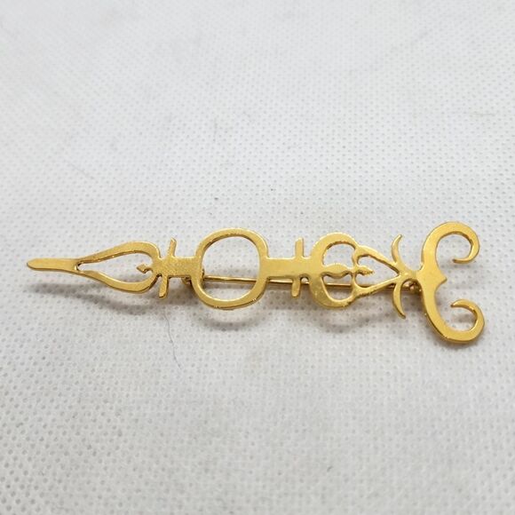 Vintage Gold Tone Clock Arm Brooch - Picture 1 of 3